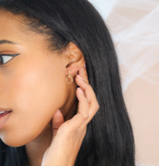 Gold Circle Dangle Earrings