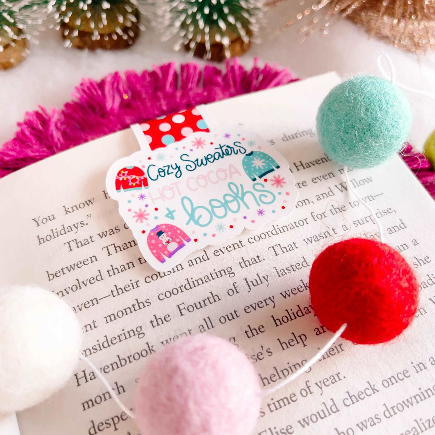 Cozy Sweaters, Hot Cocoa and Books Magnetic Bookmark