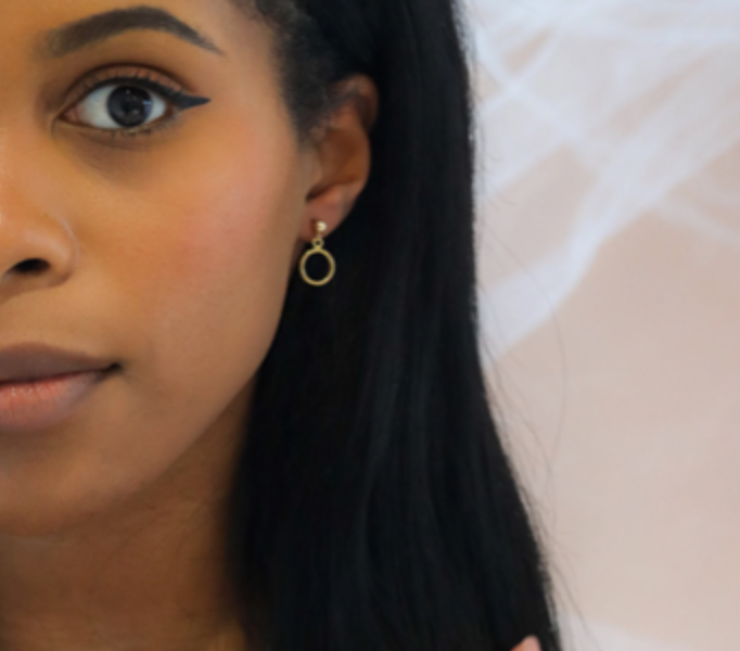 Gold Circle Dangle Earrings