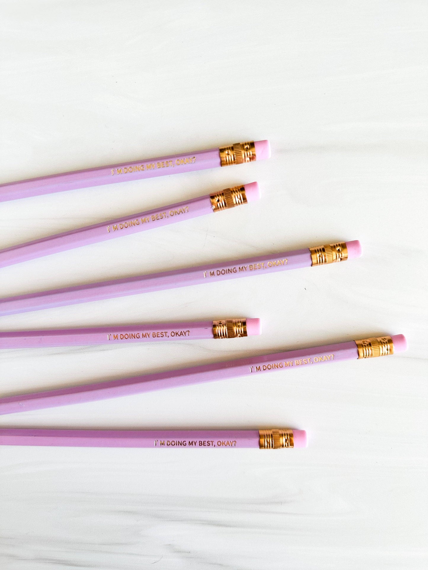 Set of 6 'I'm Doing my Best, Okay?' Hexagon Pencils | Sharpened