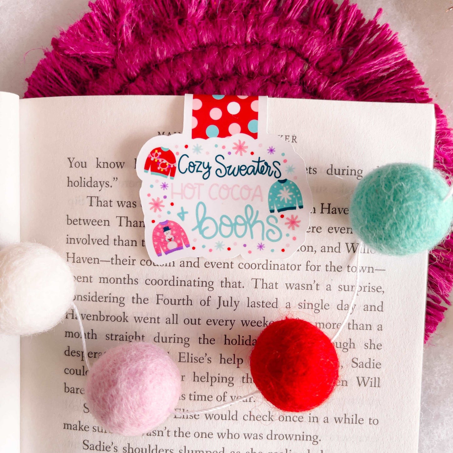 Cozy Sweaters, Hot Cocoa and Books Magnetic Bookmark