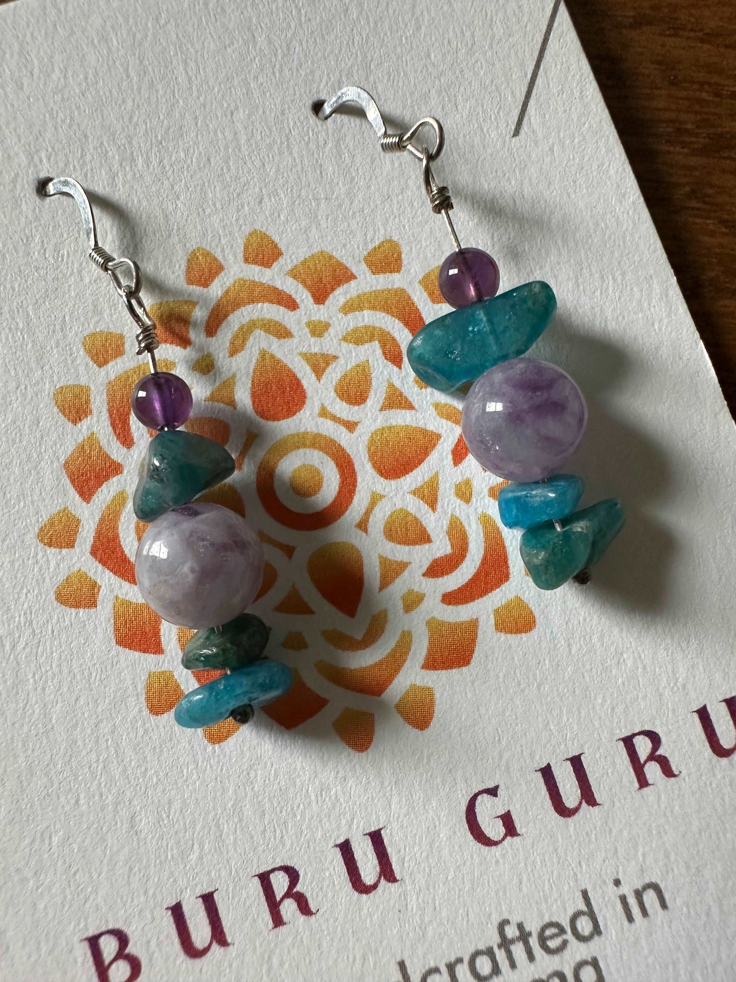 Amethyst and apatite earrings