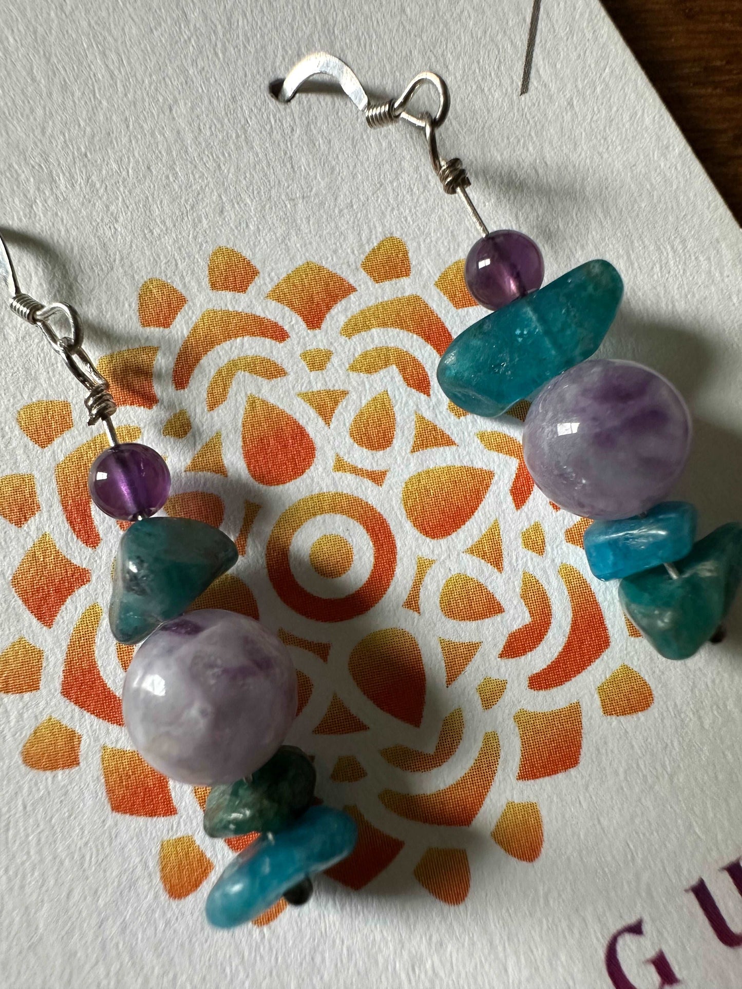 Amethyst and apatite earrings