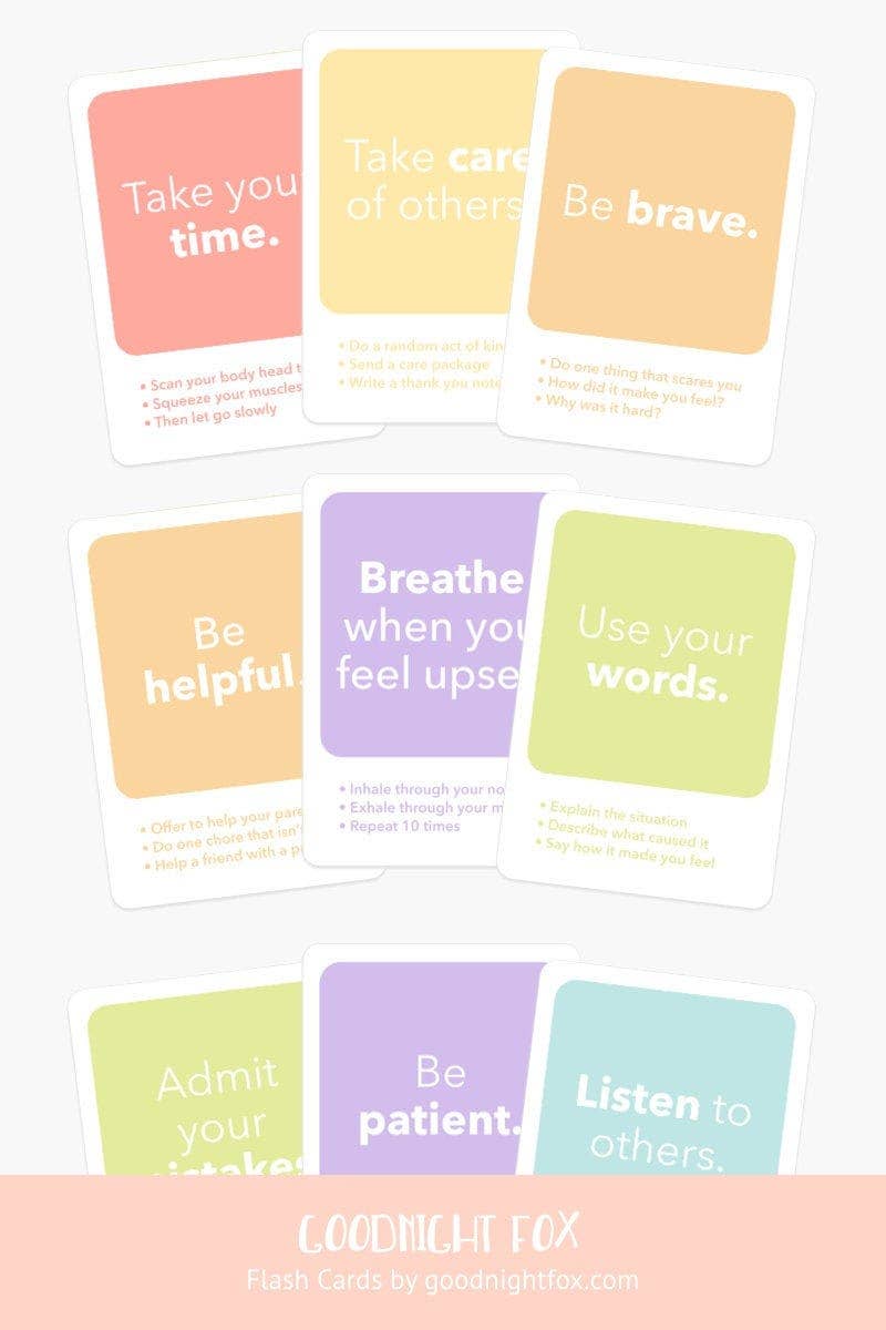 Toddler Mindfulness Flash Cards for Wellness Activities