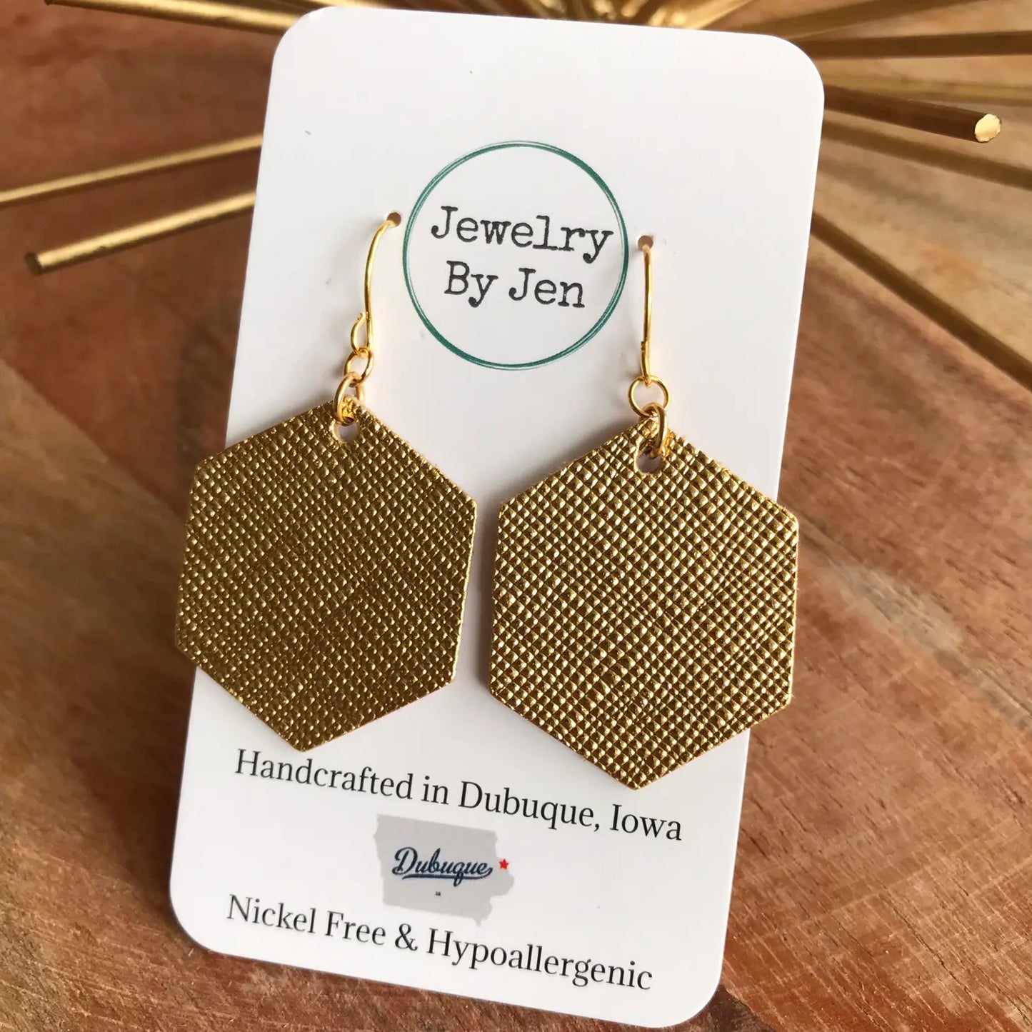 Hexagon: Gold Saffiano