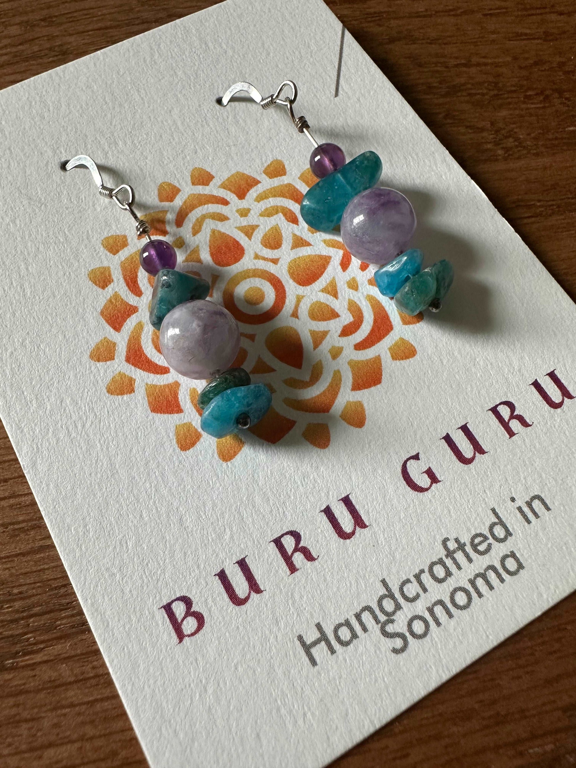 Amethyst and apatite earrings