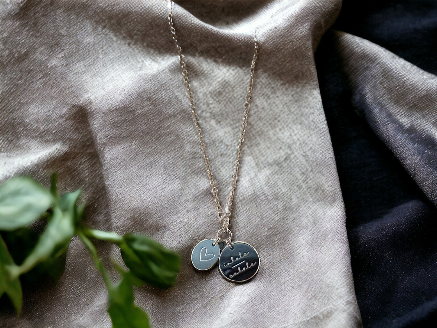 Inhale exhale necklace in silver