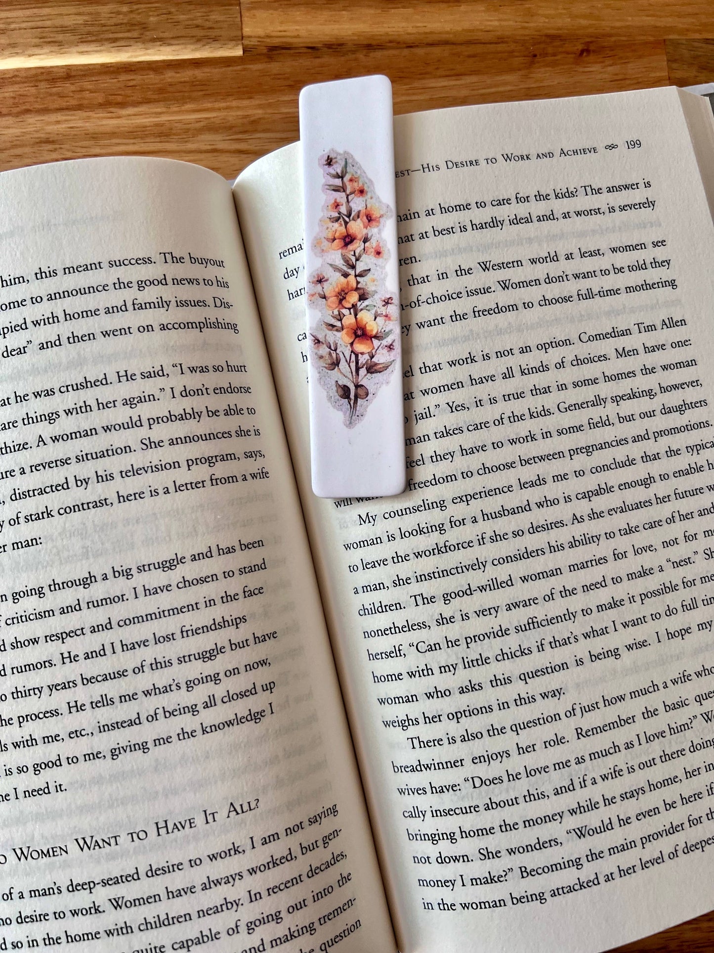 Orange Floral Clay Bookmark