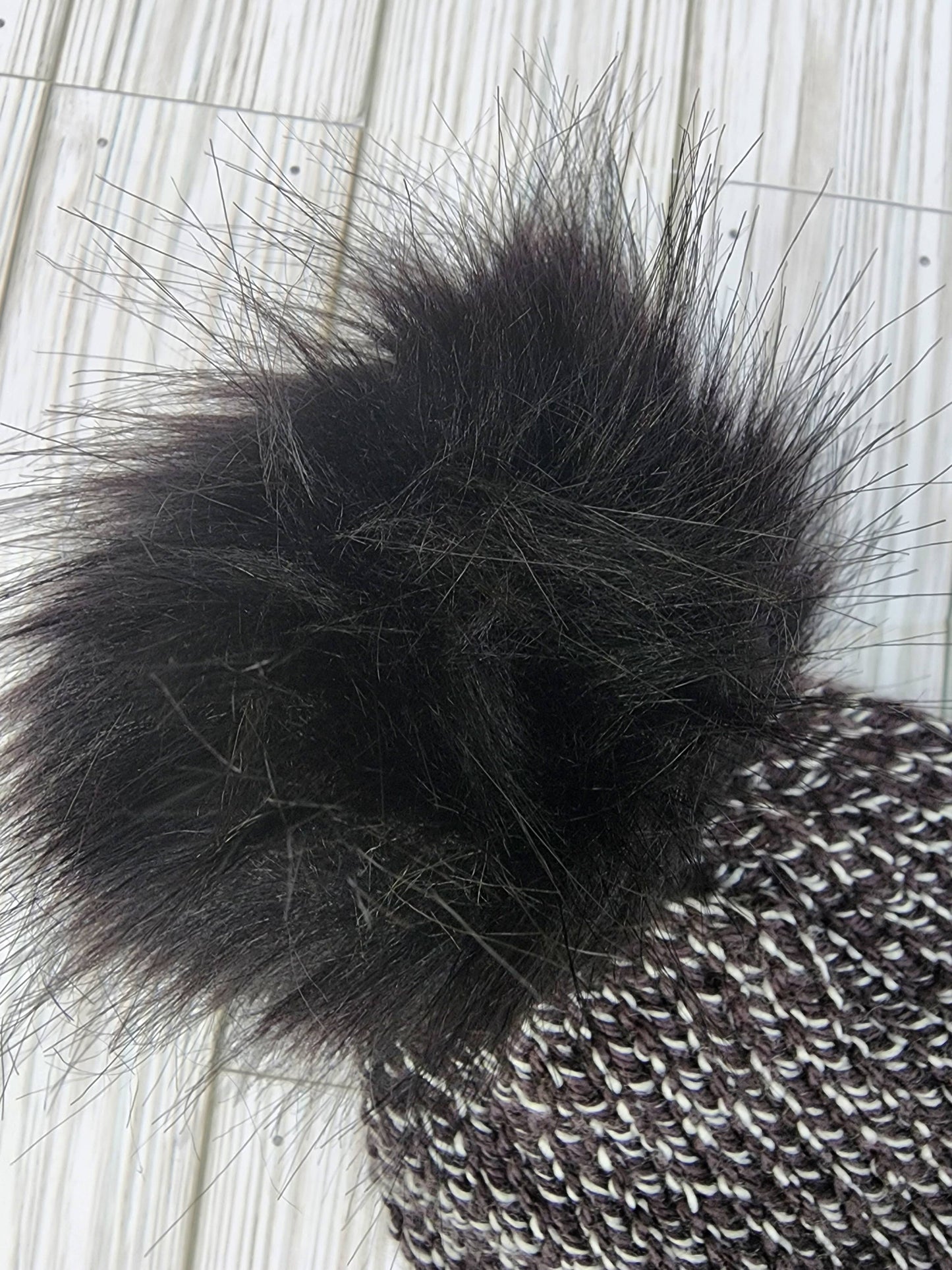 Faux Fur Pom Beanie, knit beanie, winter hat, pom pom hat: Maroon