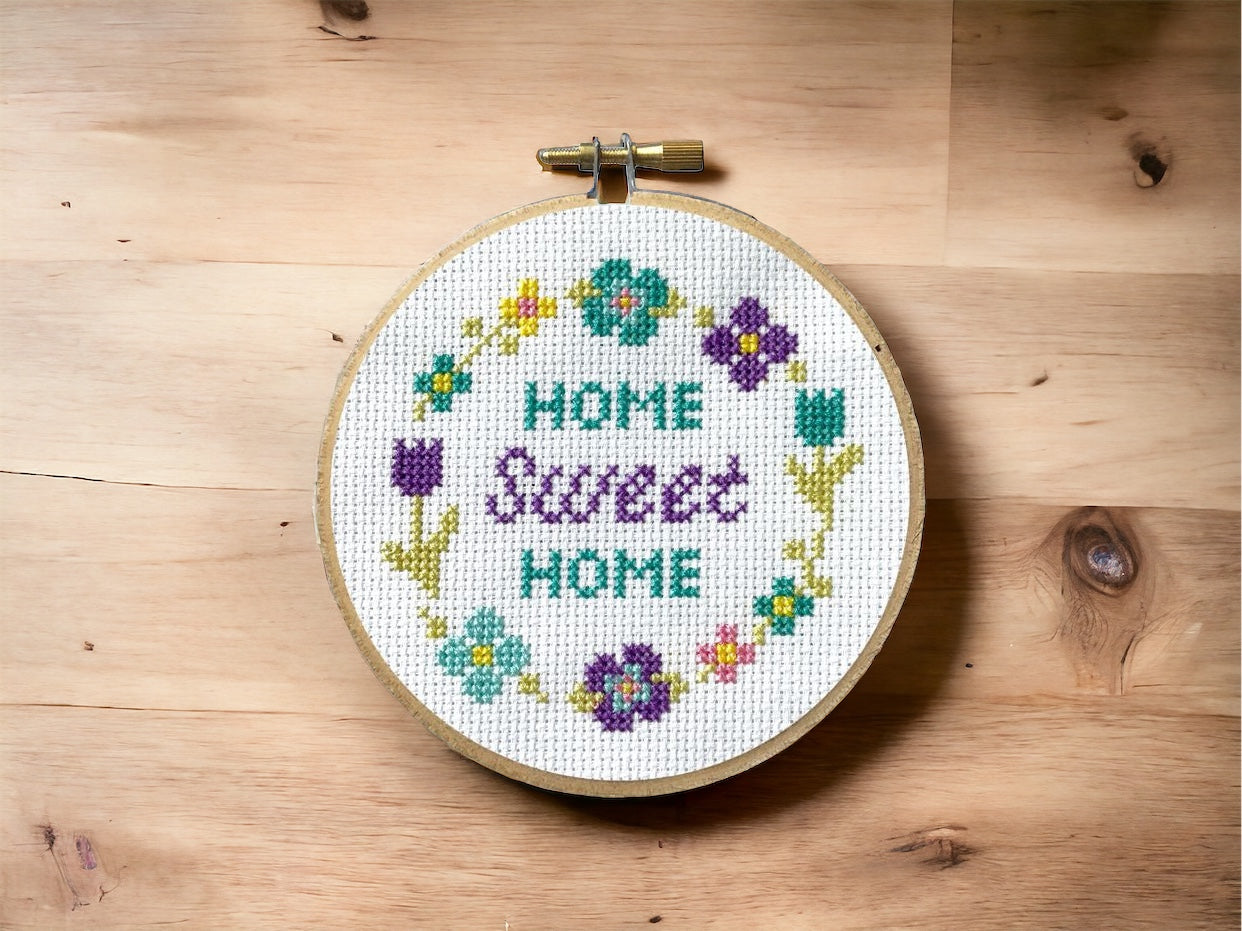 Floral Home Sweet Home Spring Cross Stitch Kit