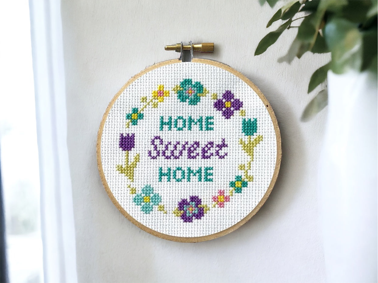 Floral Home Sweet Home Spring Cross Stitch Kit