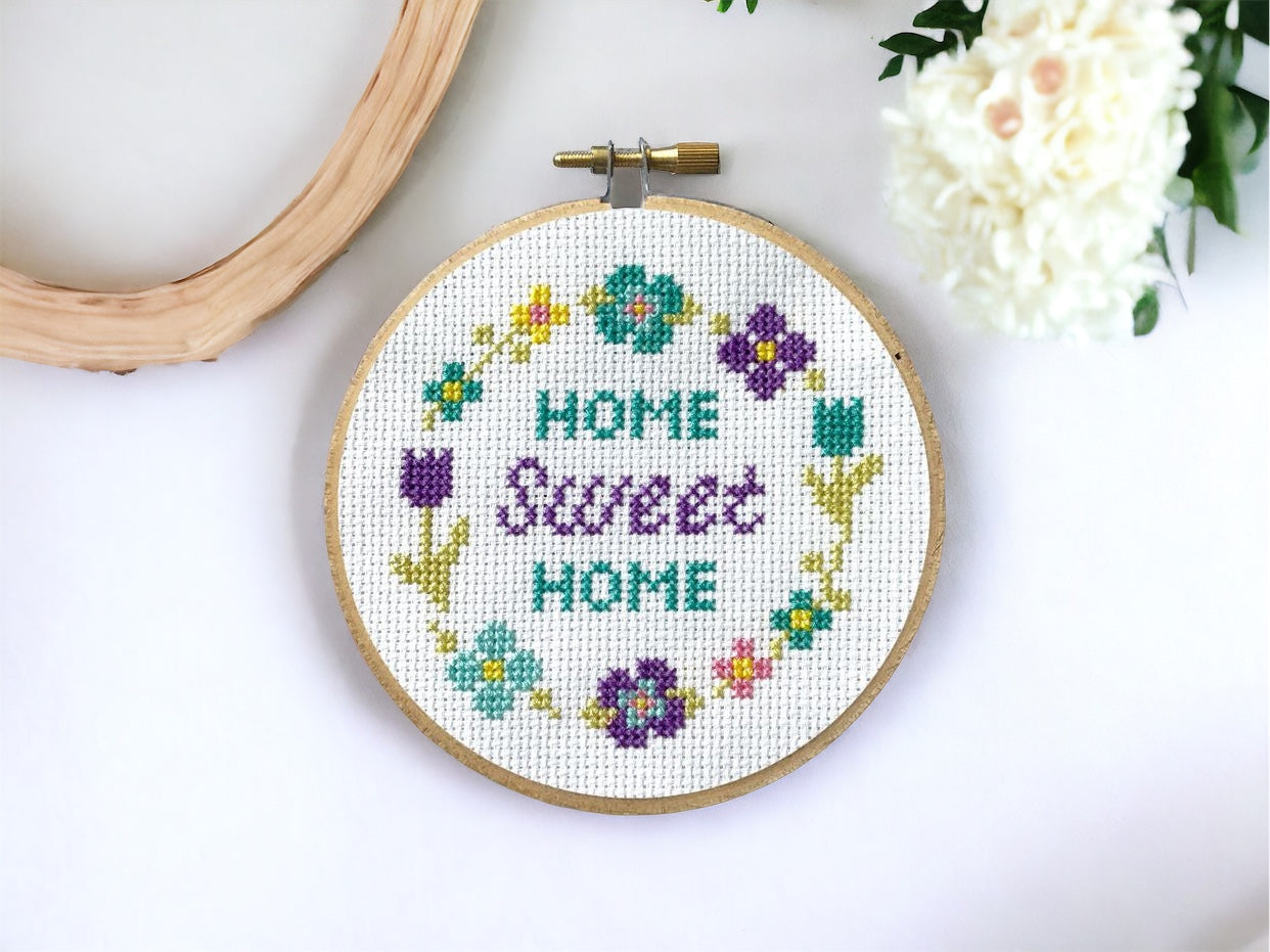 Floral Home Sweet Home Spring Cross Stitch Kit