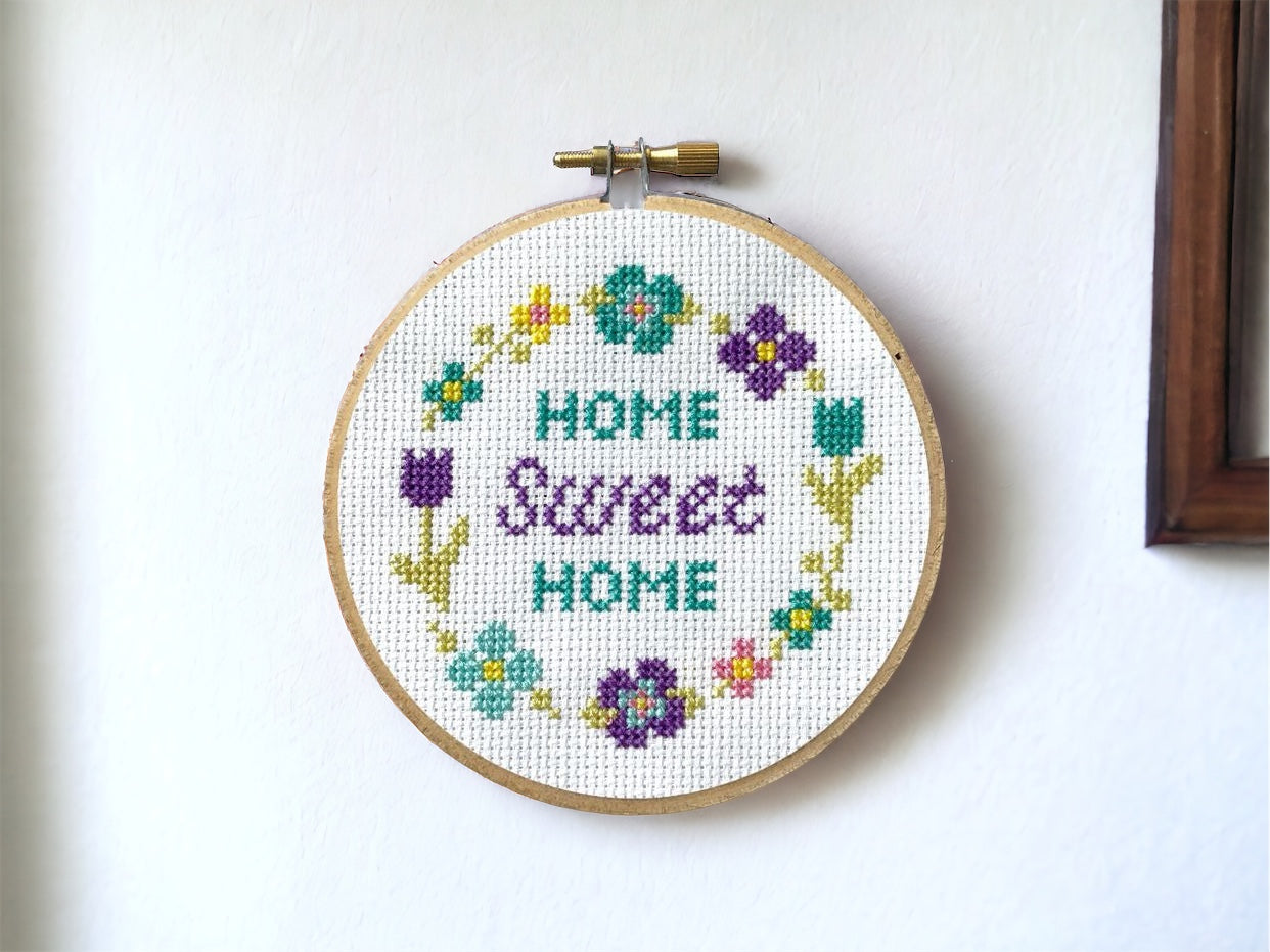 Floral Home Sweet Home Spring Cross Stitch Kit
