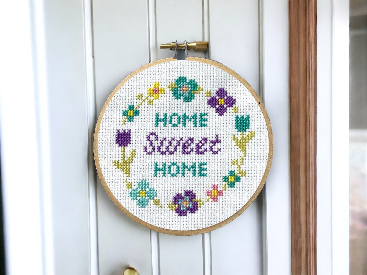 Floral Home Sweet Home Spring Cross Stitch Kit