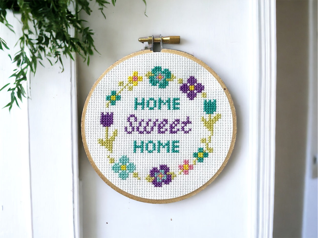 Floral Home Sweet Home Spring Cross Stitch Kit