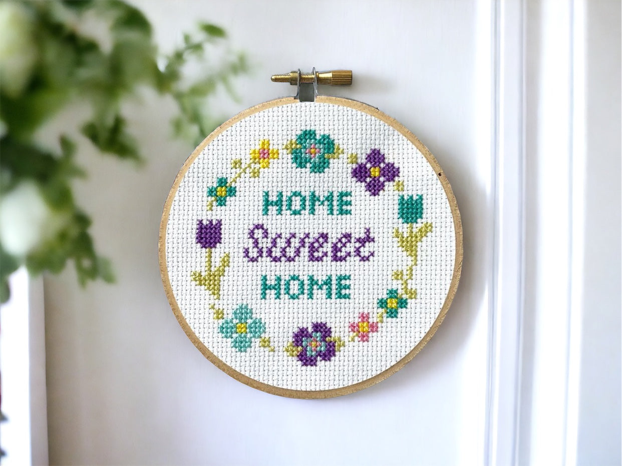 Floral Home Sweet Home Spring Cross Stitch Kit