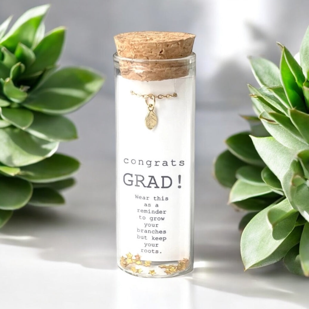 Graduation Gift Necklace, Gold Leaf