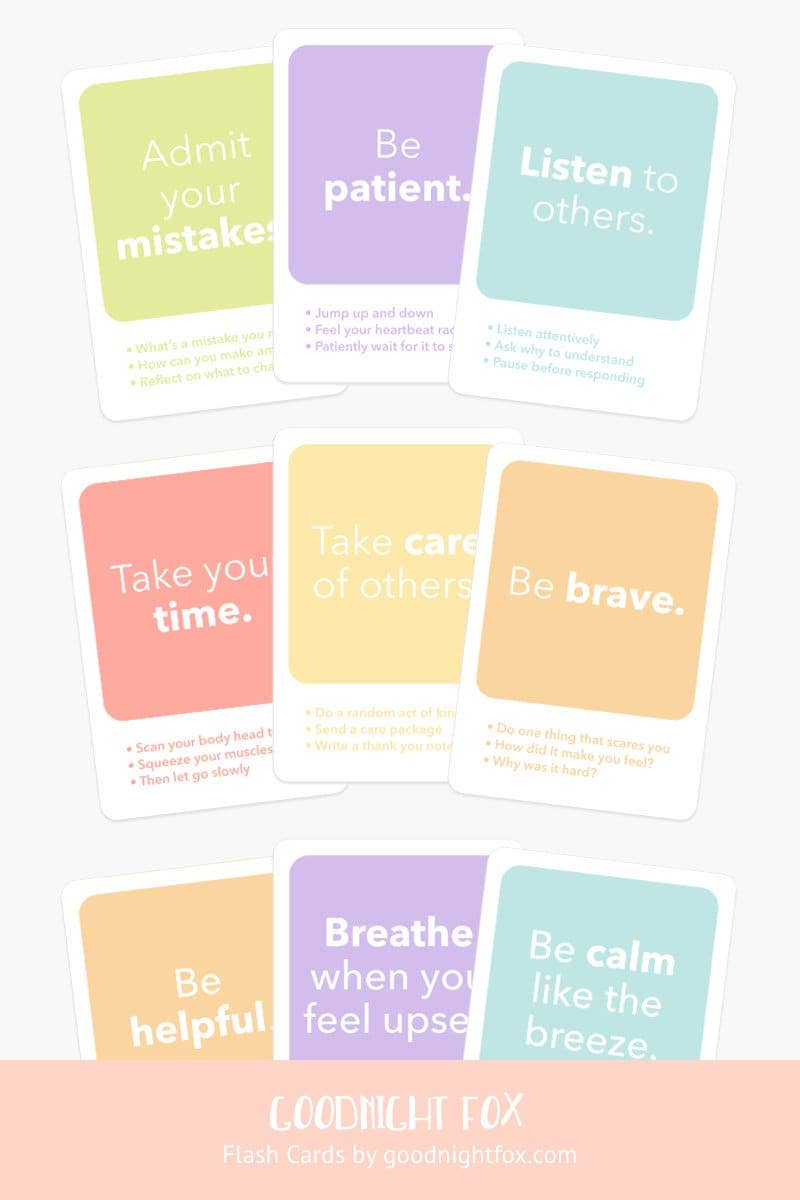 Toddler Mindfulness Flash Cards for Wellness Activities
