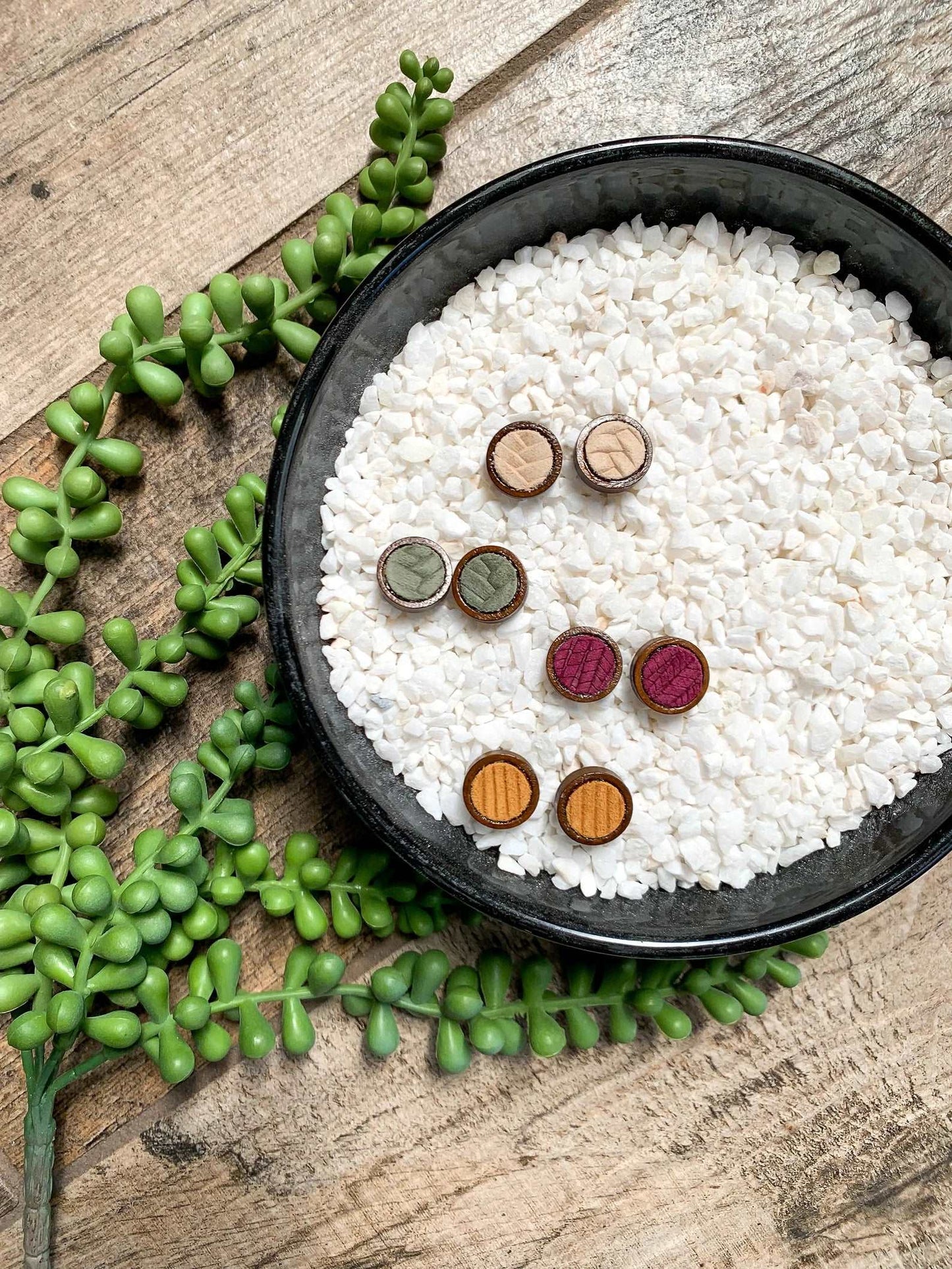 Burgundy Purple Wood Studs