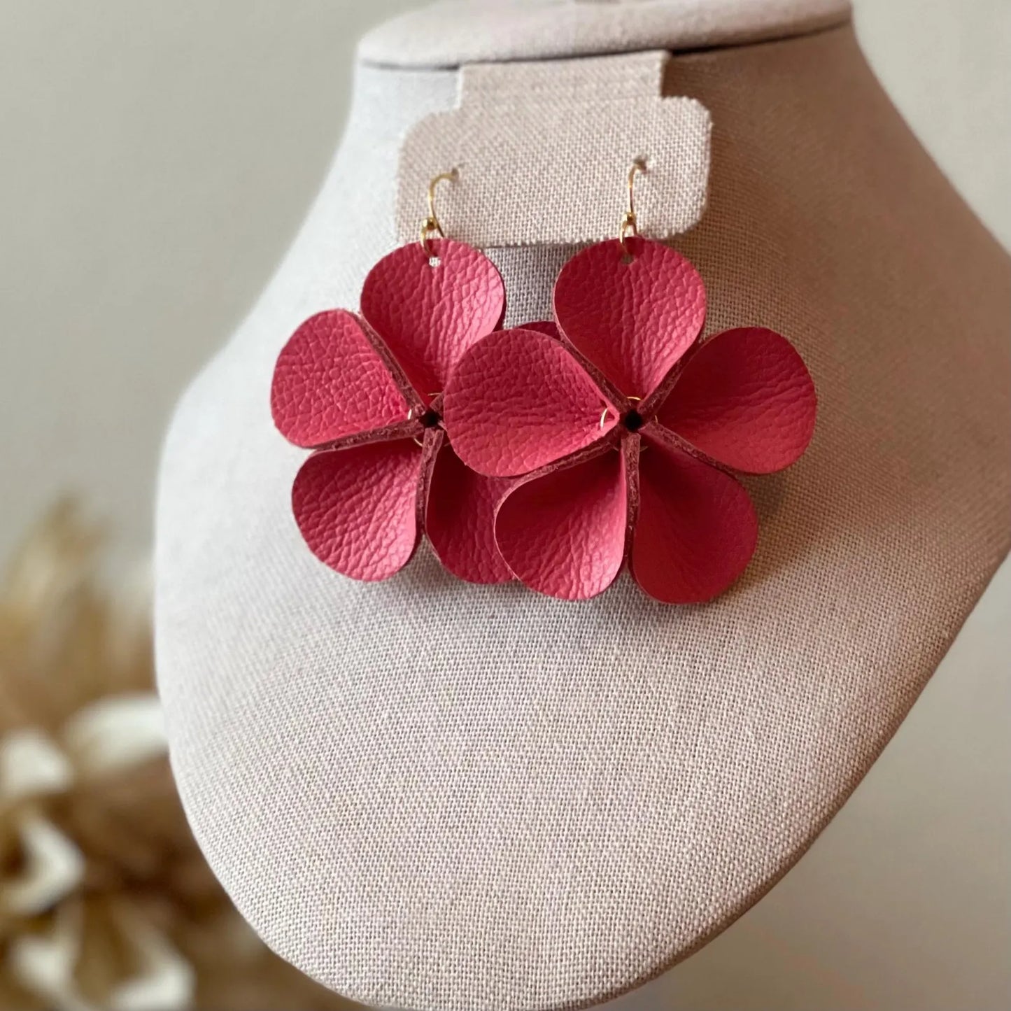 Leather Floral Earrings
