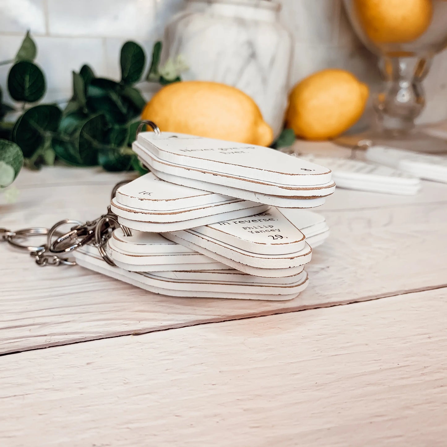 Wooden Keychain with Motivational Words