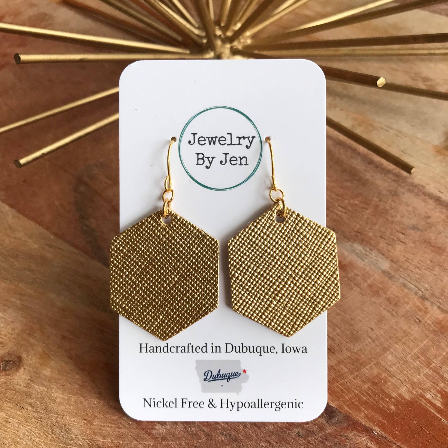 Hexagon: Gold Saffiano