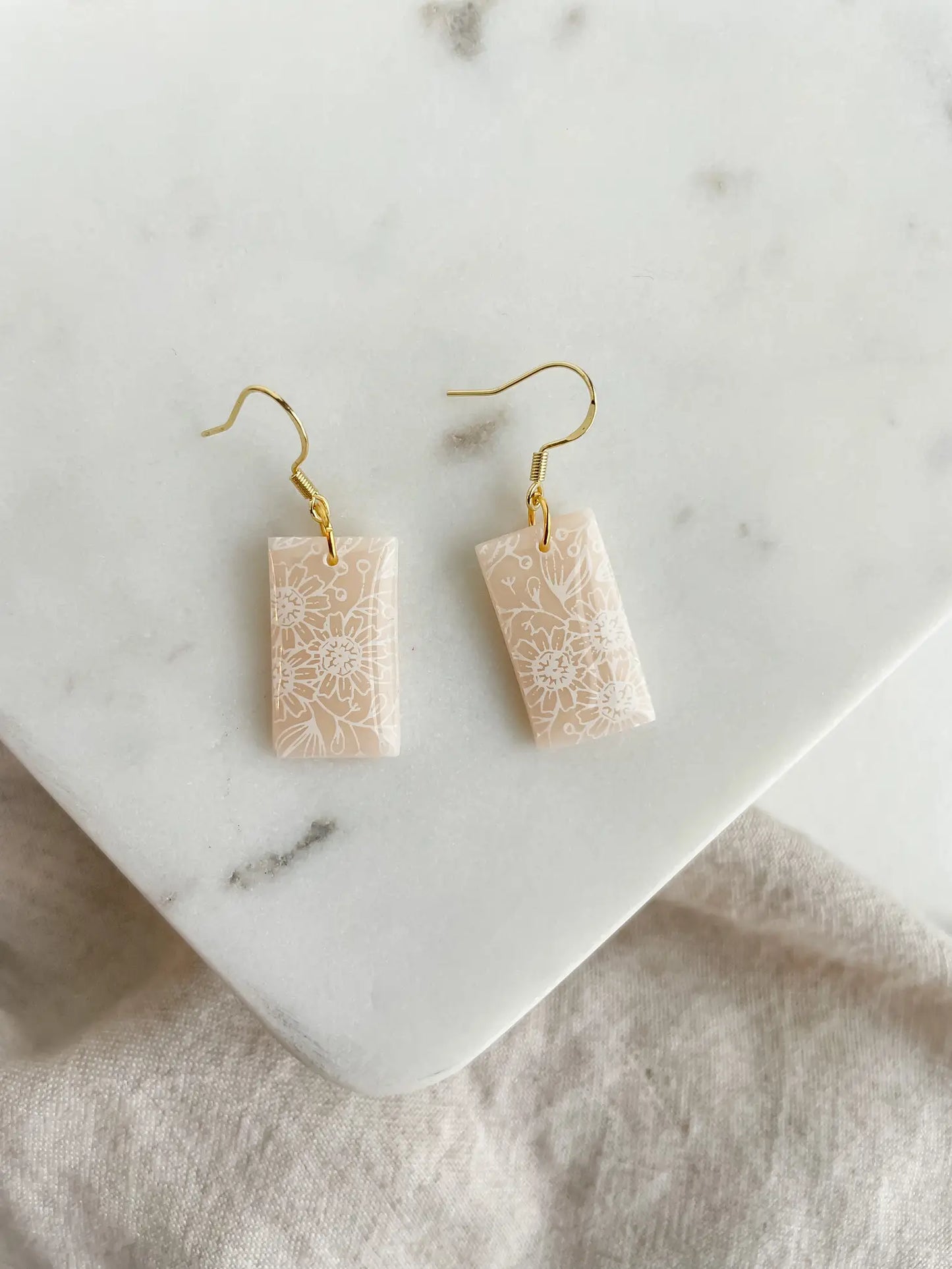 Rectangle Floral Dangles - 2 colors
