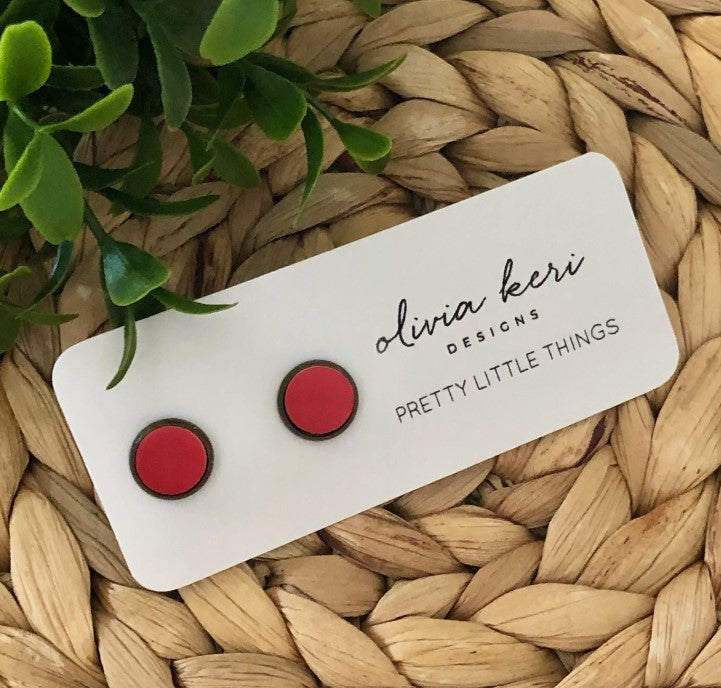 Pretty Little Things Studs - Dark Coral