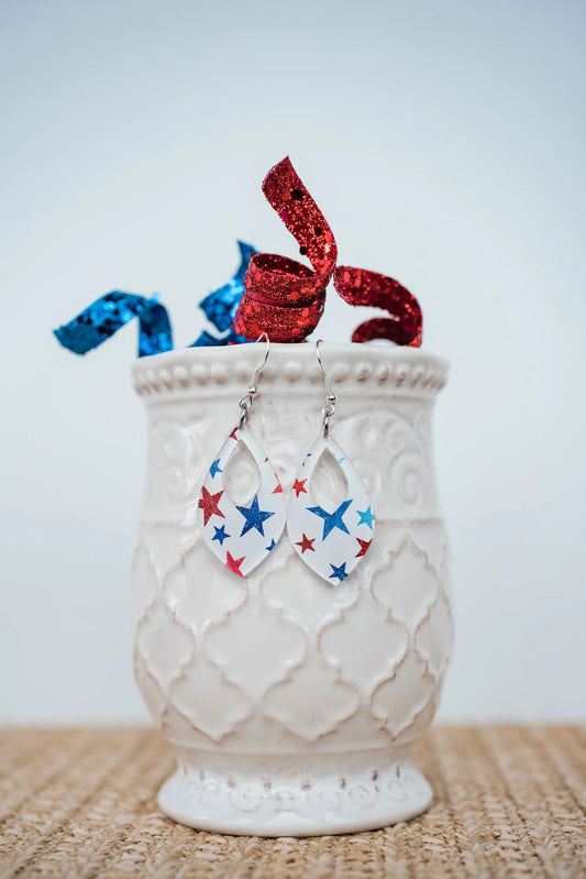 Americana Distressed Stars Cutout Teardrop Dangles