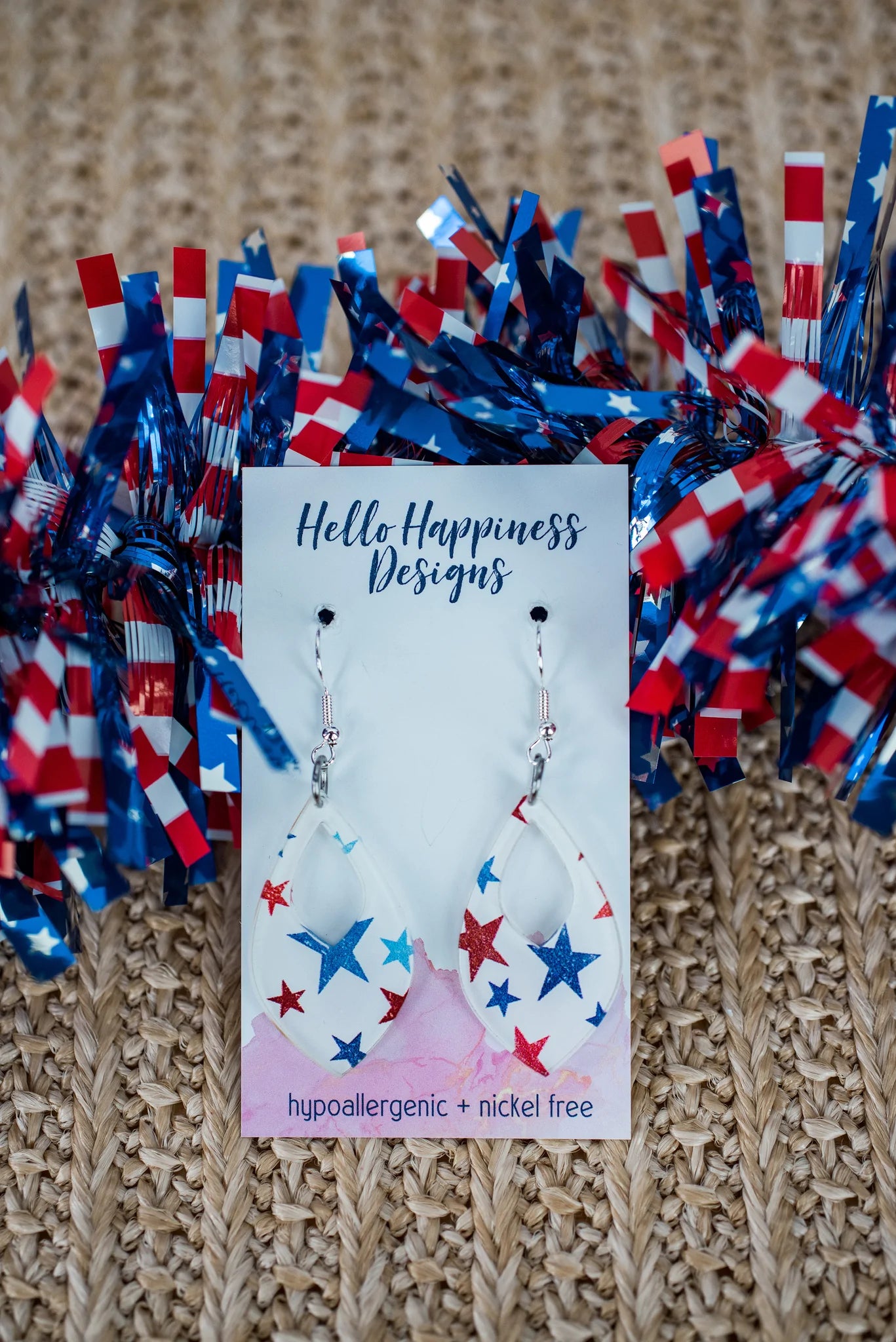 Americana Distressed Stars Cutout Teardrop Dangles