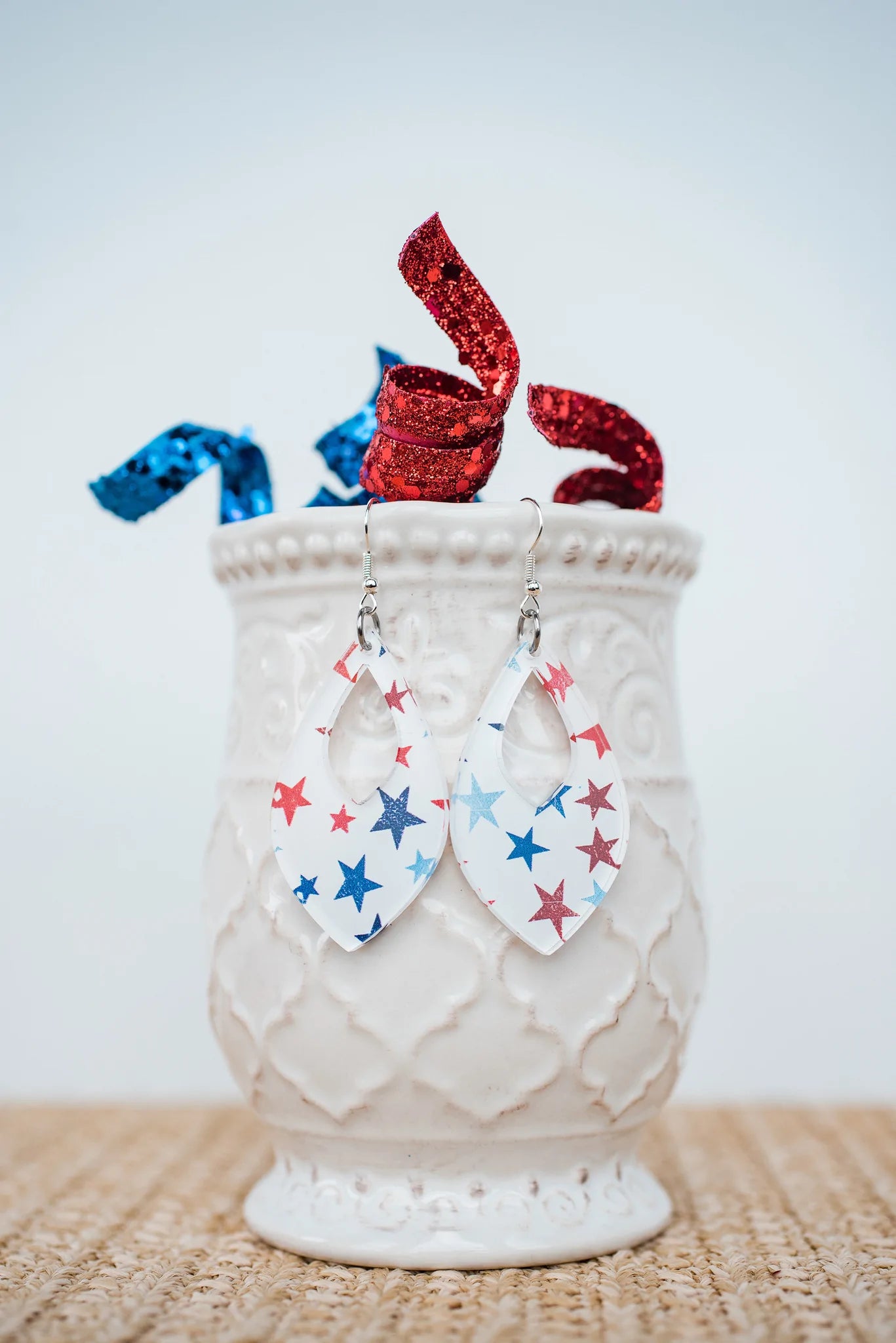 Americana Distressed Stars Cutout Teardrop Dangles