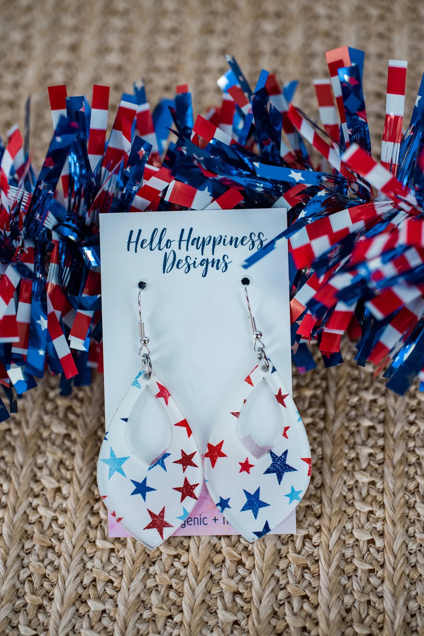 Americana Distressed Stars Cutout Teardrop Dangles