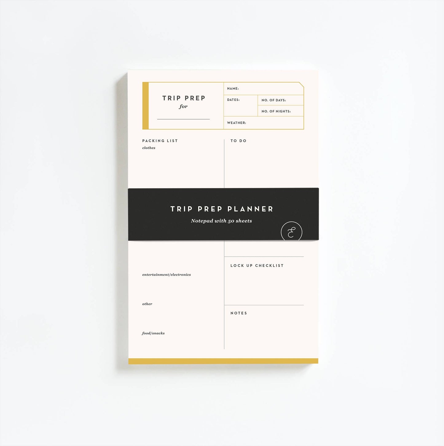 Trip Prep Planner Notepad