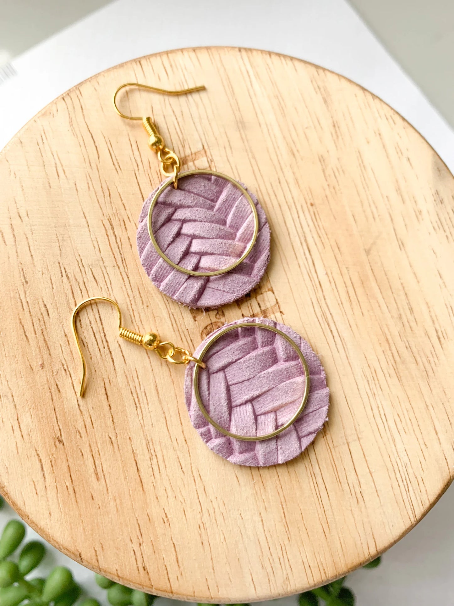 Lavender Braided Circle Earrings