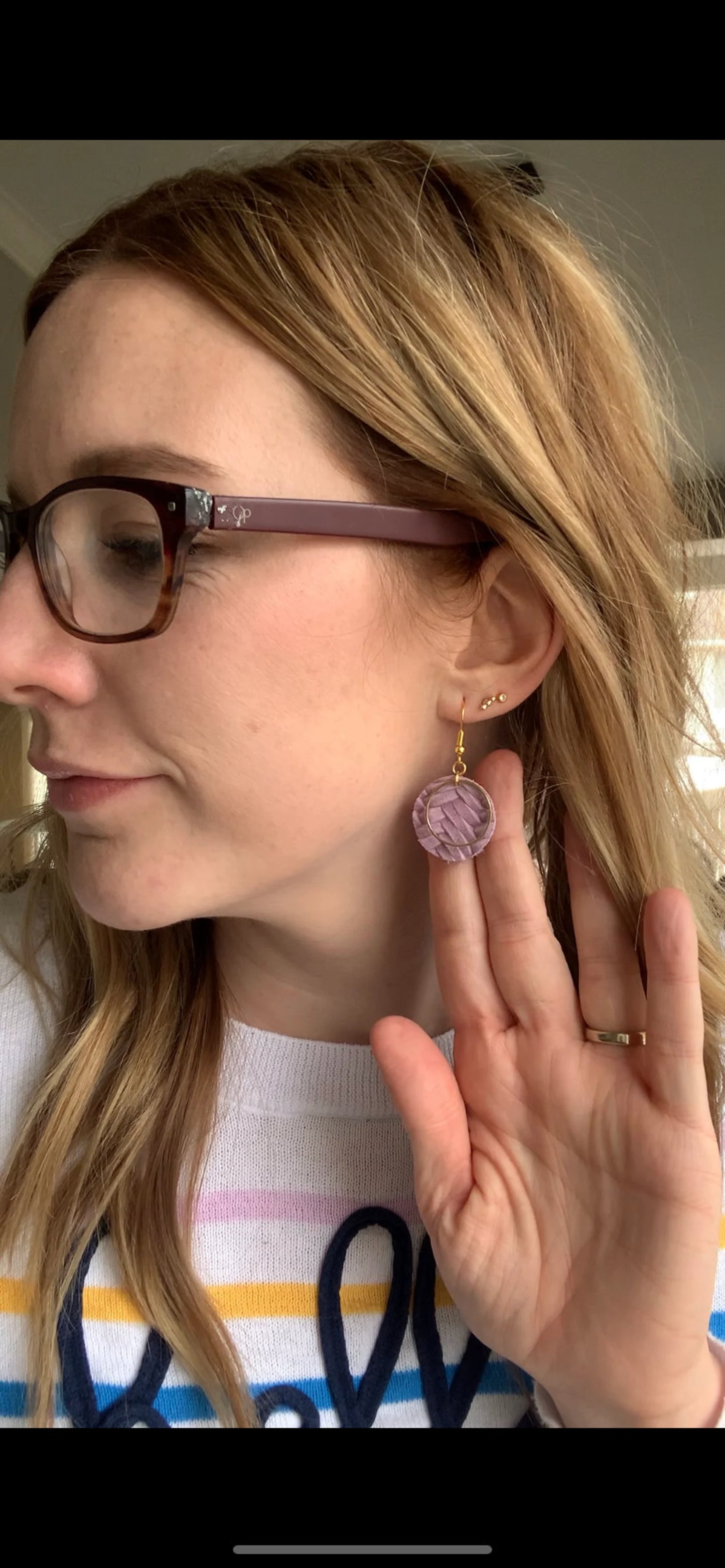 Lavender Braided Circle Earrings