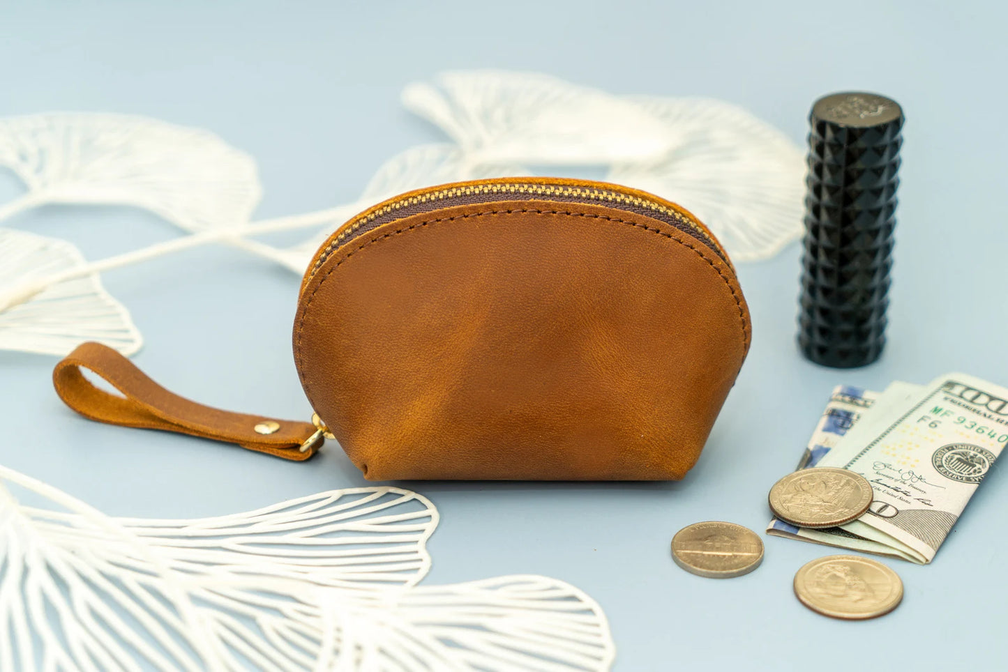 Small Leather Coin Purse- Brown