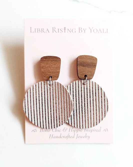 Morgan in Walnut & Shimmery Rose Gold Leather Stripes