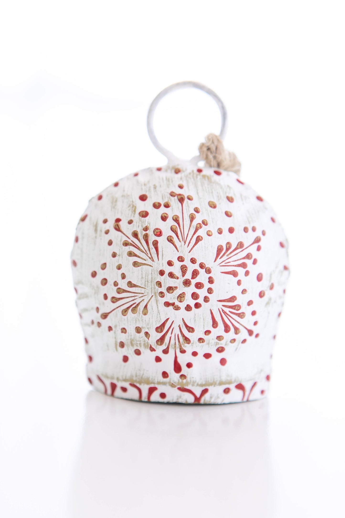 Hand Painted White Rimmed Christmas Bell