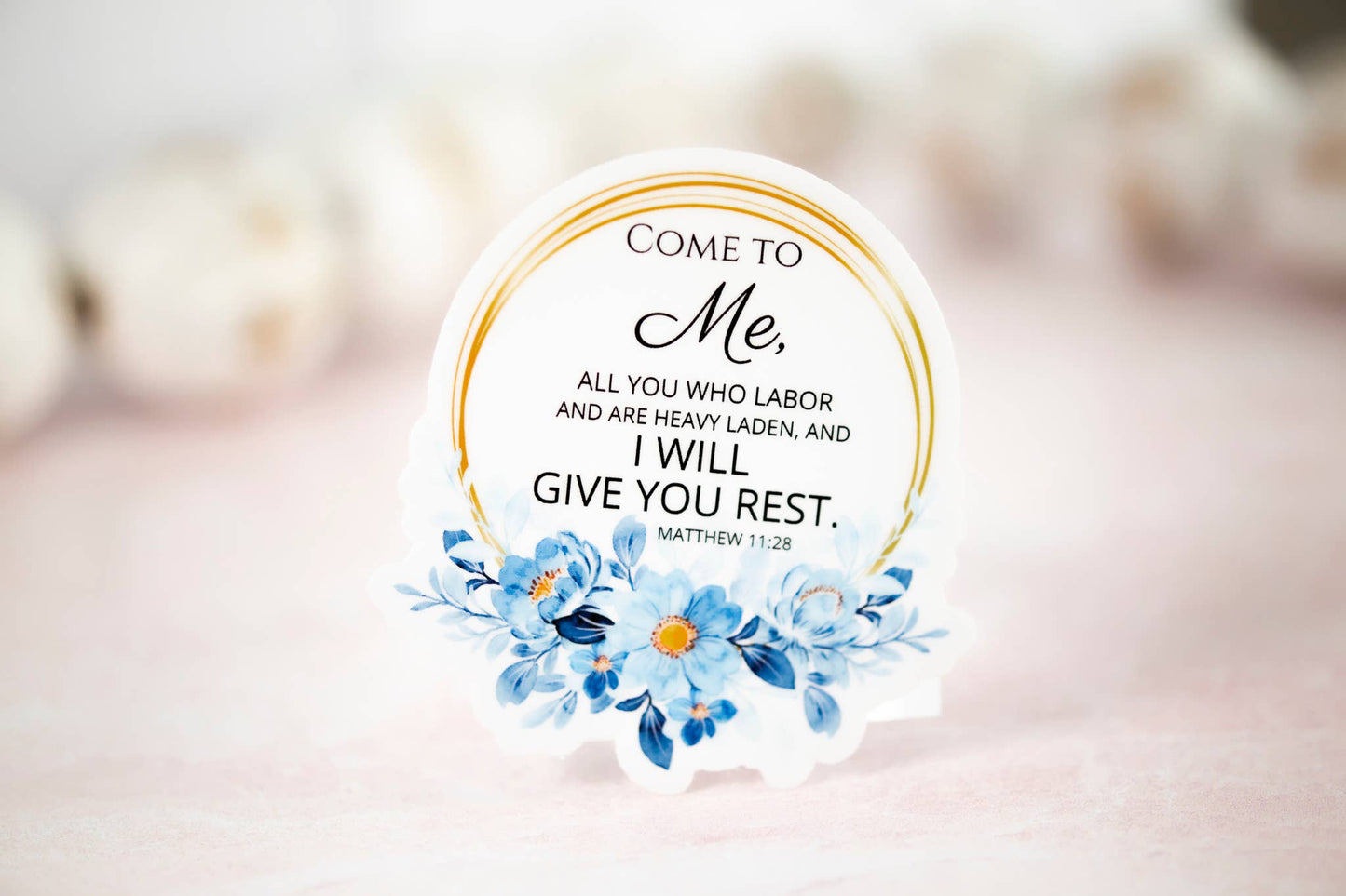 Come To Me, Christian Floral, Vinyl Sticker, 3x3 in.