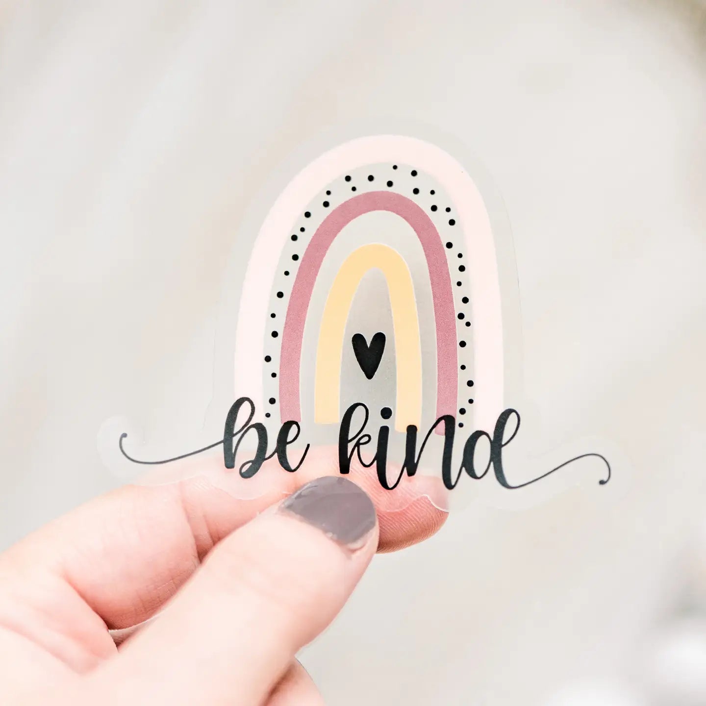 Be Kind Rainbow Clear, Vinyl Sticker, 3x3 in.