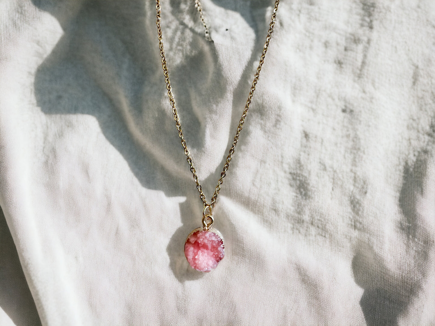 Pink Druzy Necklace