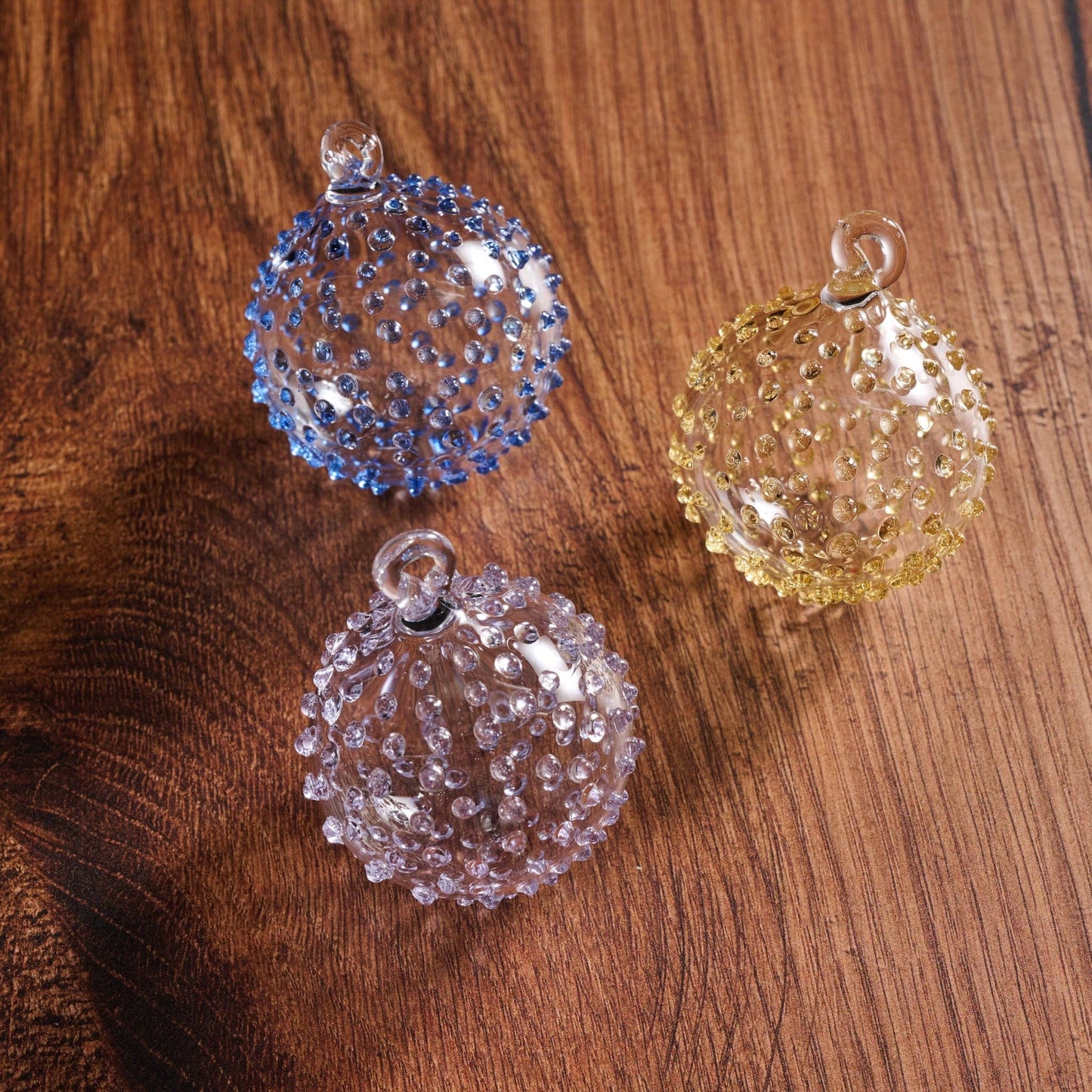 Mini Blown Glass Ball Ornament - Set of 3