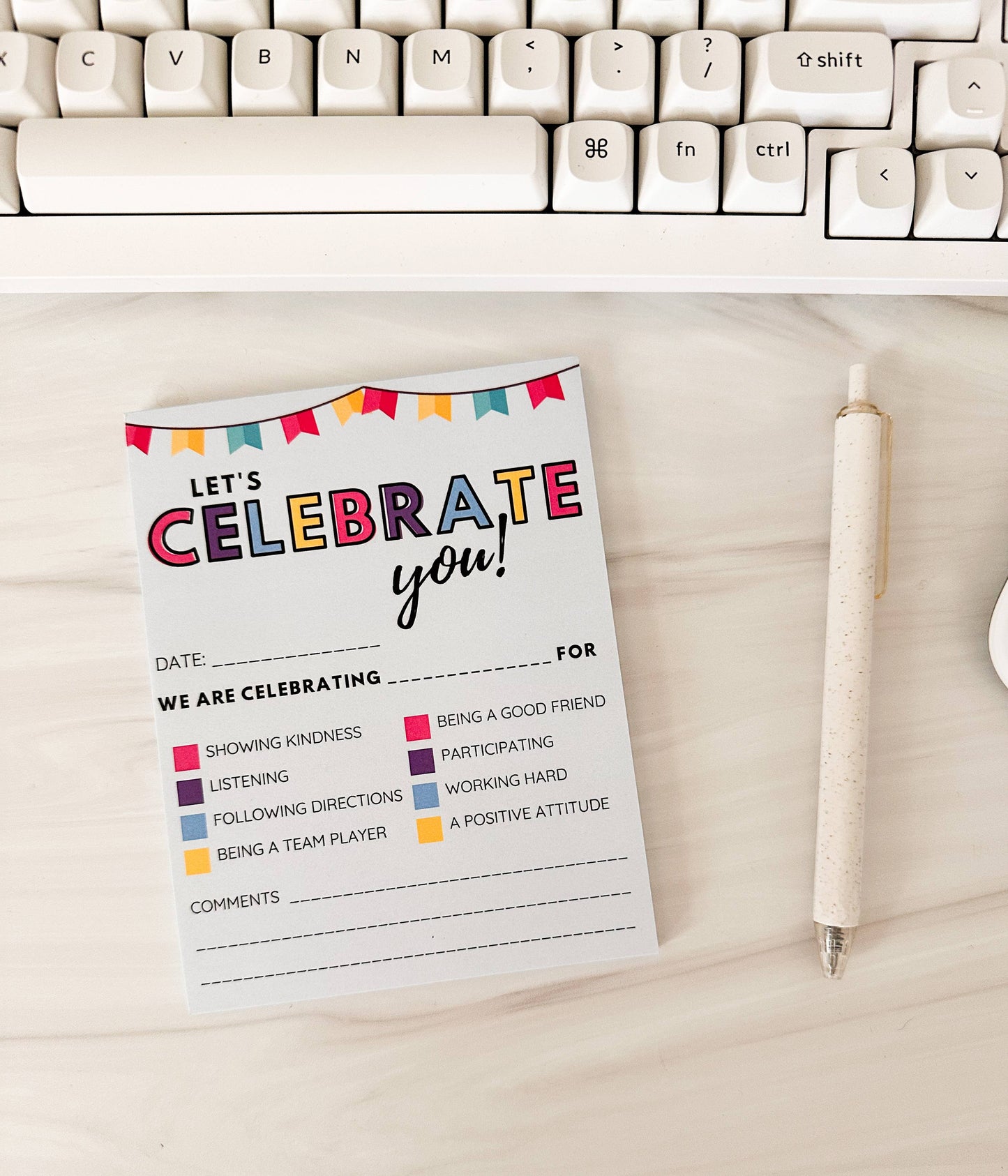 Celebration Note Pad for Positive Reinforcement