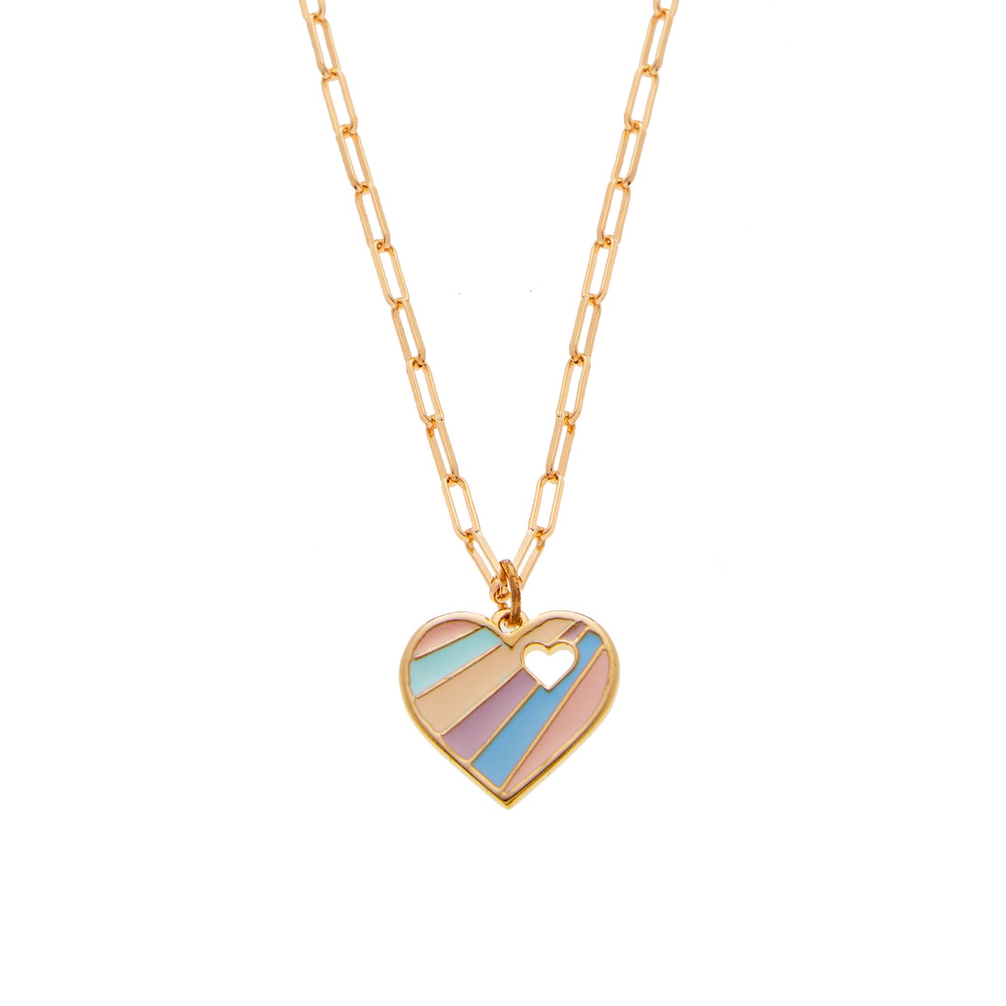 Pastel Necklace | Enamel-Filled Heart Charm Necklace