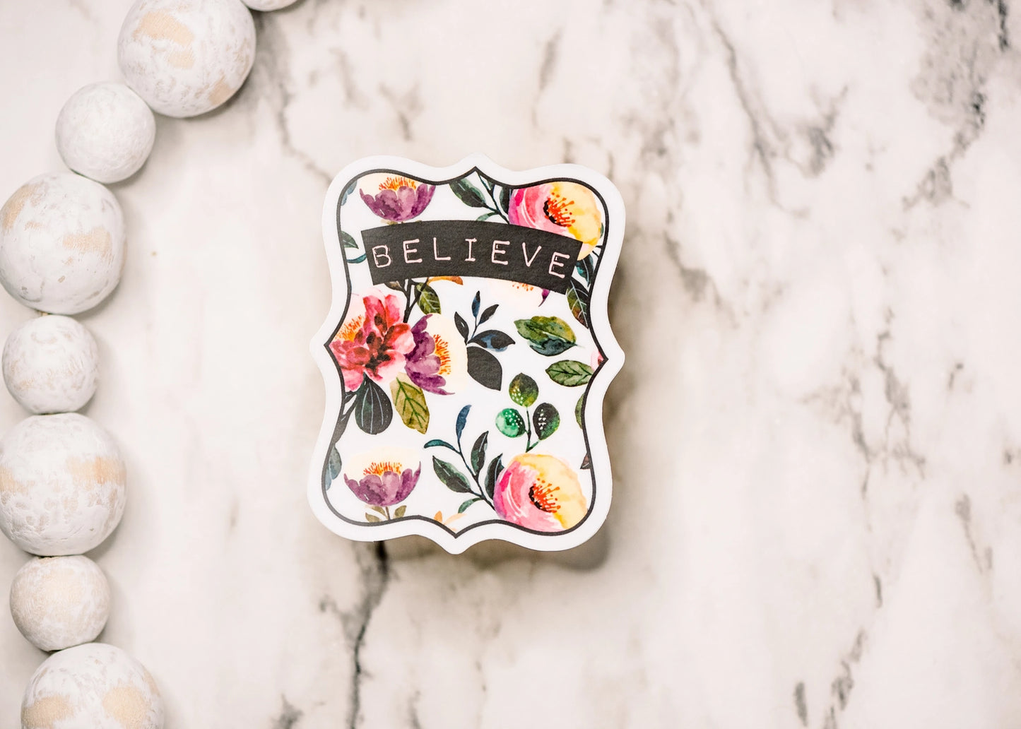 Believe Floral, Vinyl Sticker, 3x3 in.