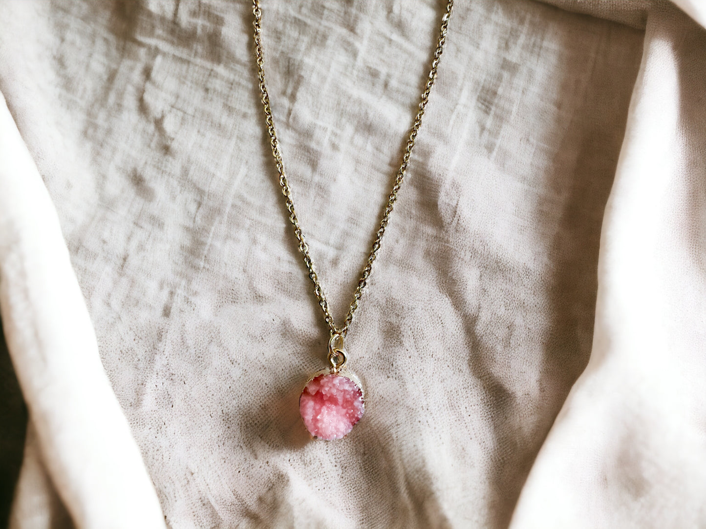 Pink Druzy Necklace