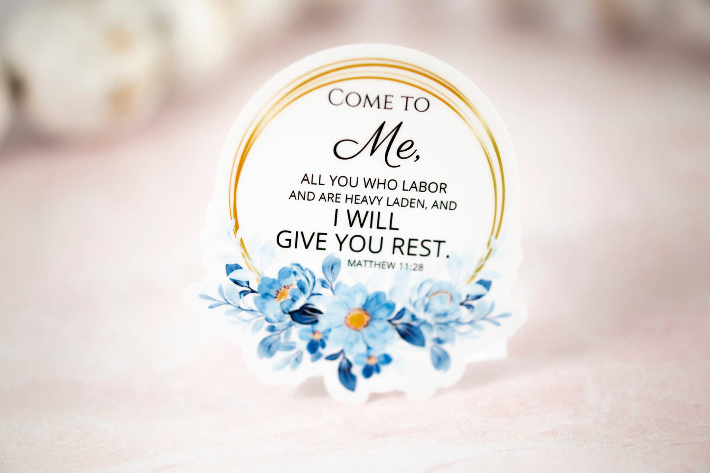 Come To Me, Christian Floral, Vinyl Sticker, 3x3 in.