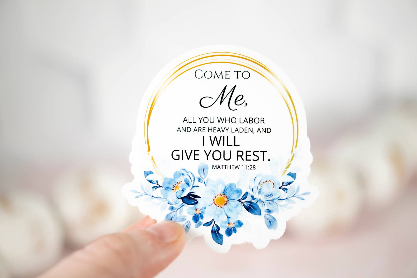 Come To Me, Christian Floral, Vinyl Sticker, 3x3 in.