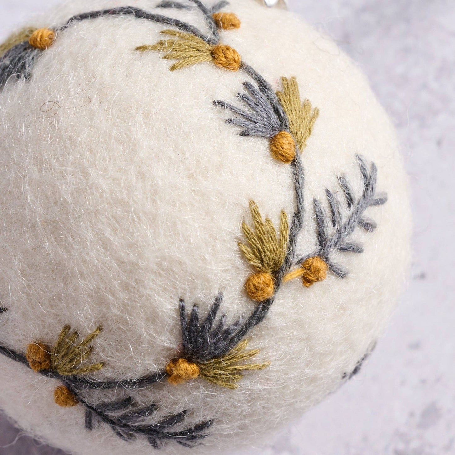 Lovely Wreath Embroidered Felt Ball Ornament