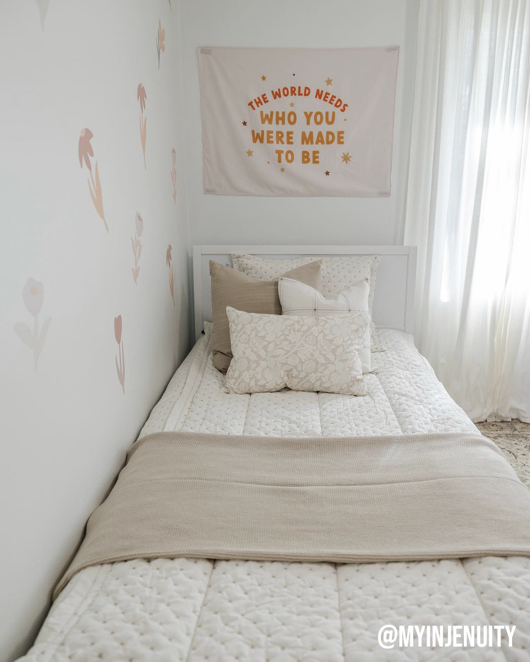 The World Needs Who You Were Made To Be Banner (Neutral) | Fabric Wall Sign 36x26